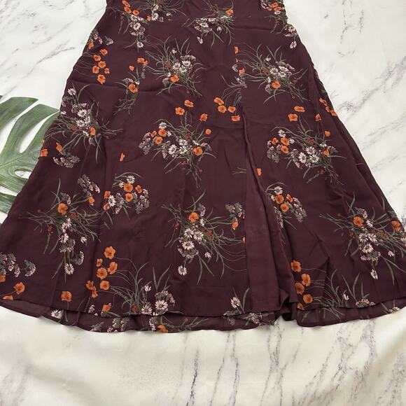 Reformation Twilight Midi Dress Size 18 Emmeline Purple Poppy Floral Tie Sleeve - Picture 5 of 12